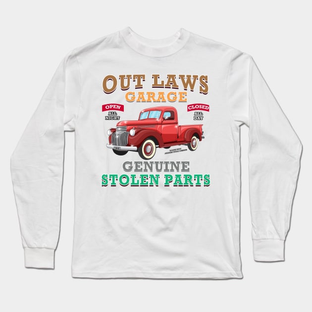 Outlaws Garage Classic Car Hot Rod Novelty Gift Long Sleeve T-Shirt by Airbrush World